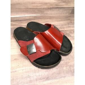 Betula by Birkenstock 250 Red Patent Leather Sandals Slip Ins Sz L8 M6
